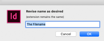 rename the InDesign filename