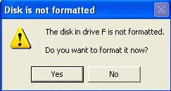 USB drive not formatted error
