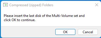 USB error please insert the last disk of the multi-volume